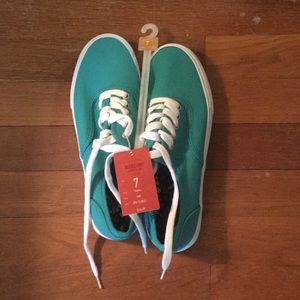 Teal canvas sneakers